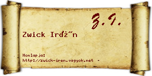 Zwick Irén névjegykártya